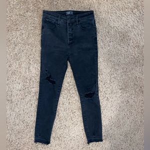 Abercrombie Distressed Black Womens Simone High Rise Ankle Jeans size 26 / 2S